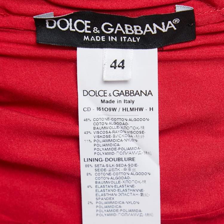 Pre Owned Dolce & Gabbana Red Lace Midi Dress M