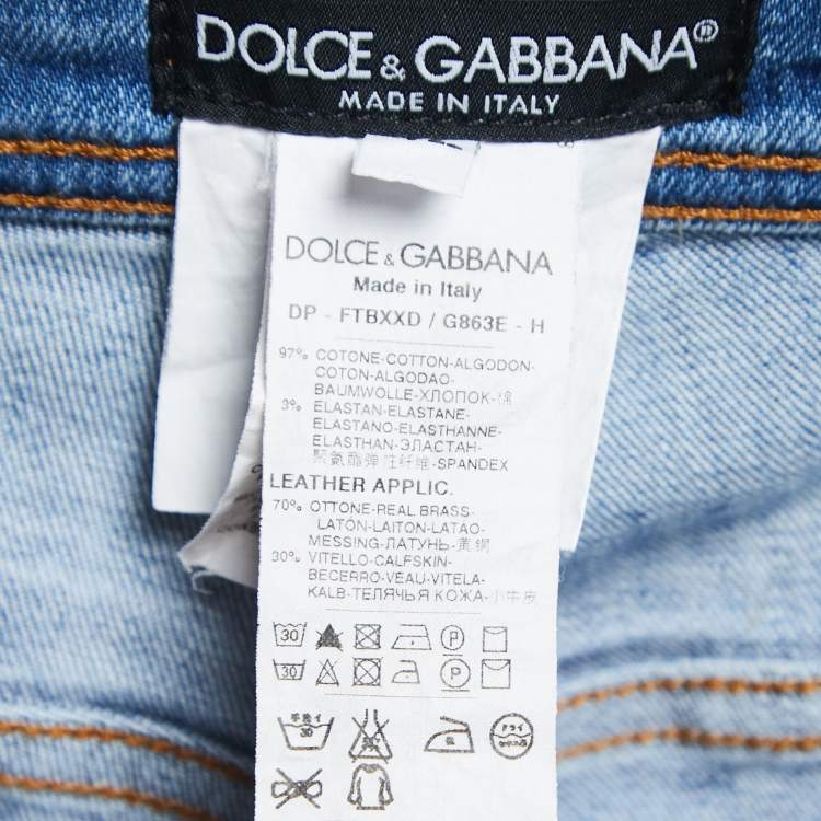 Pre Owned Dolce & Gabbana Blue Distressed Denim Cute Jeans M Waist 32"