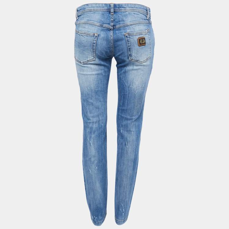 Pre Owned Dolce & Gabbana Blue Distressed Denim Cute Jeans M Waist 32"