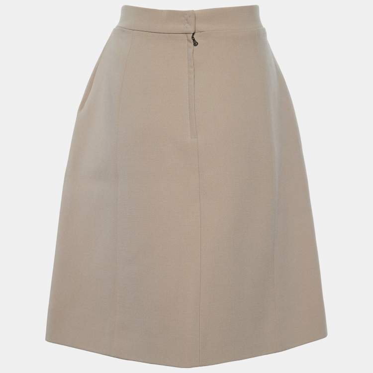 Pre Owned Dolce & Gabbana Light Brown Wool Pencil Skirt L
