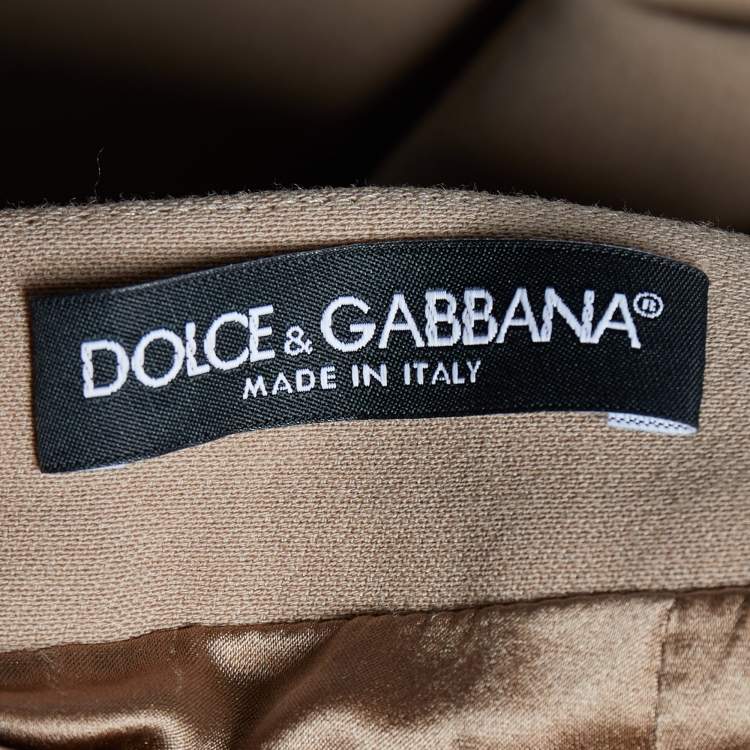 Pre Owned Dolce & Gabbana Light Brown Wool Pencil Skirt L