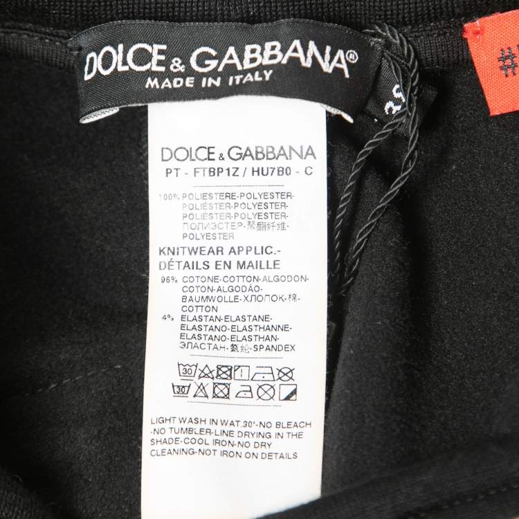 Pre Owned Dolce & Gabbana Black Jersey DG Star Detail Jogger Pants S