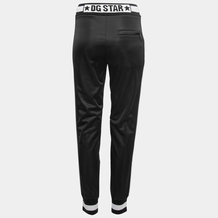 Pre Owned Dolce & Gabbana Black Jersey DG Star Detail Jogger Pants S