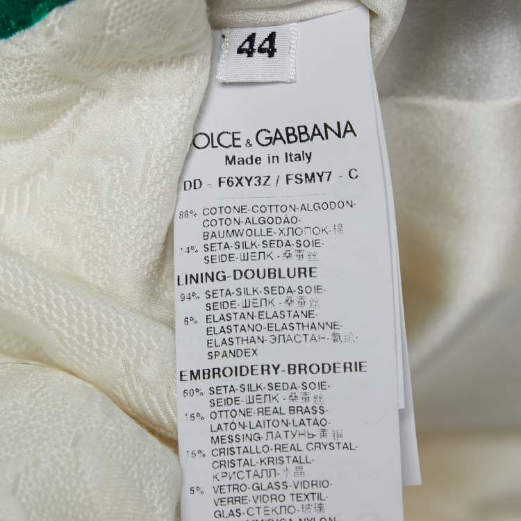 Pre Owned Dolce & Gabbana White Floral Jacquard Embroidered Shift Dress M