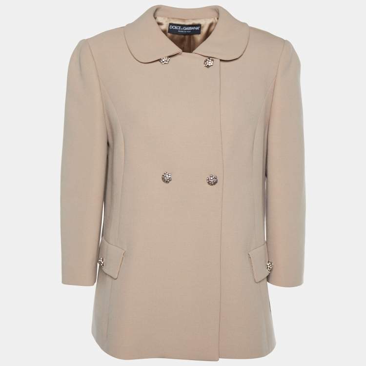 Pre Owned Dolce & Gabbana Beige Wool Button Front Jacket L