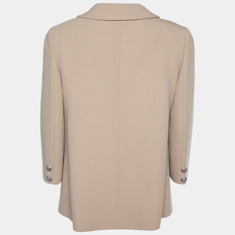 Pre Owned Dolce & Gabbana Beige Wool Button Front Jacket L