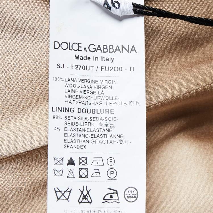 Pre Owned Dolce & Gabbana Beige Wool Button Front Jacket L