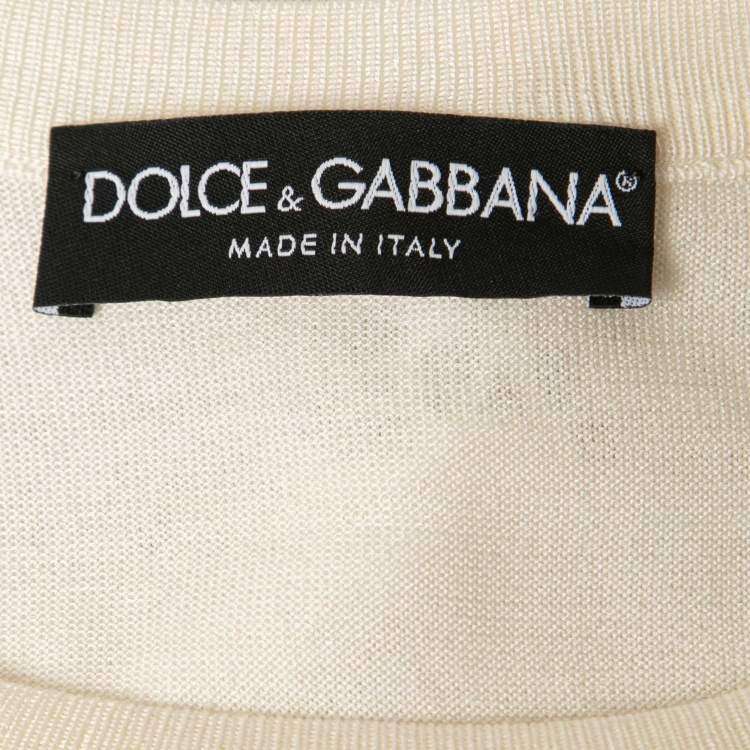مملوكة مسبقًا Dolce & Gabbana Cream Lace-Trim Sleeveless Knit Top M