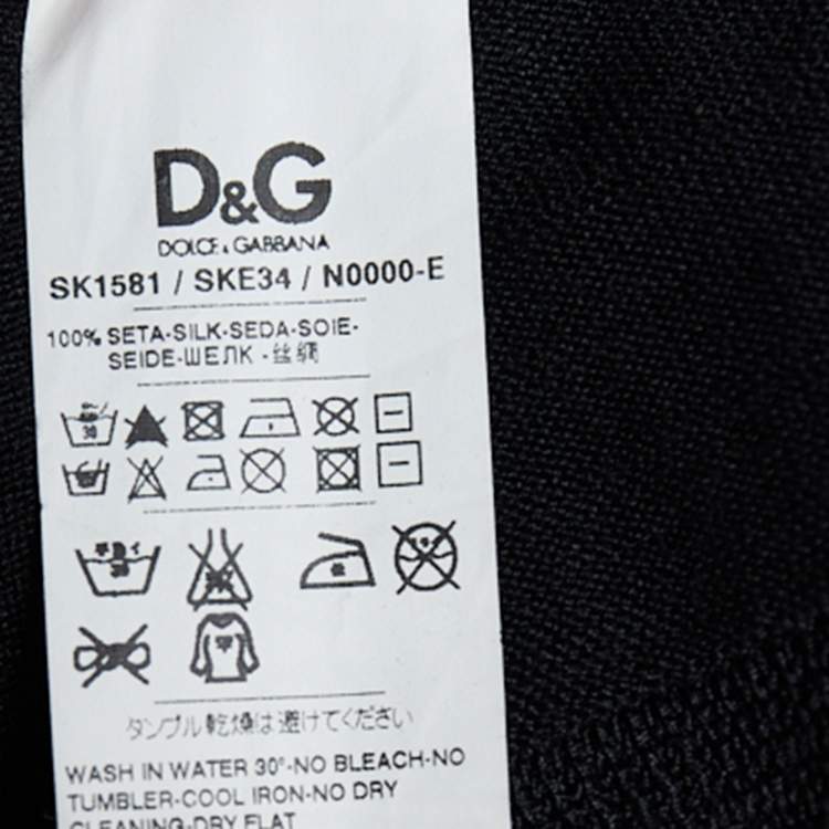 Pre Owned D&G Black Silk Knit Ruffle Neck Tie Detail Cardigan S