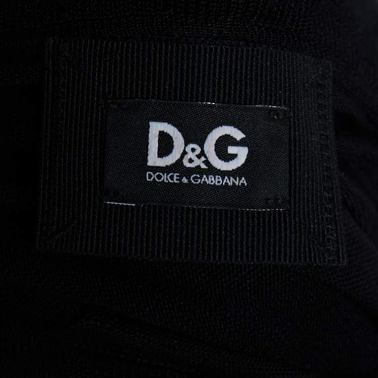 Pre Owned D&G Black Silk Knit Ruffle Neck Tie Detail Cardigan S