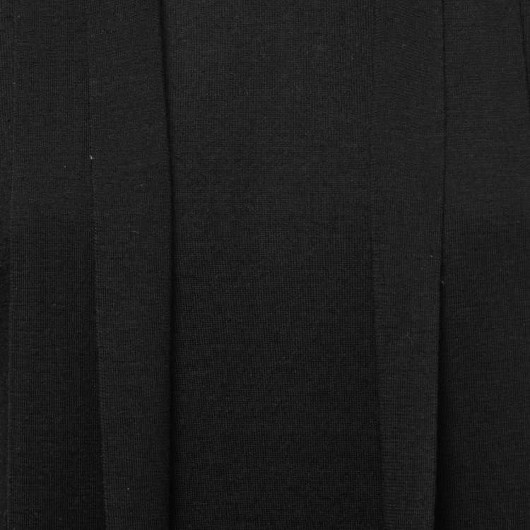 Pre Owned Dolce & Gabbana Black Wool Blend Neck-Tie Knit Top M