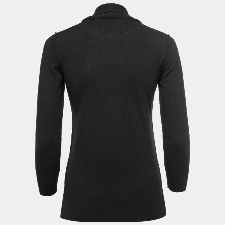 Pre Owned Dolce & Gabbana Black Wool Blend Neck-Tie Knit Top M