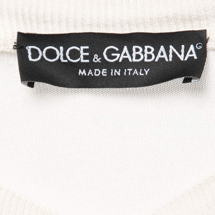 Pre Owned Dolce & Gabbana Off White Majolica Print Silk Button Front Cardigan M