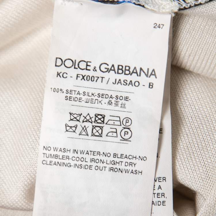 Pre Owned Dolce & Gabbana Off White Majolica Print Silk Button Front Cardigan M