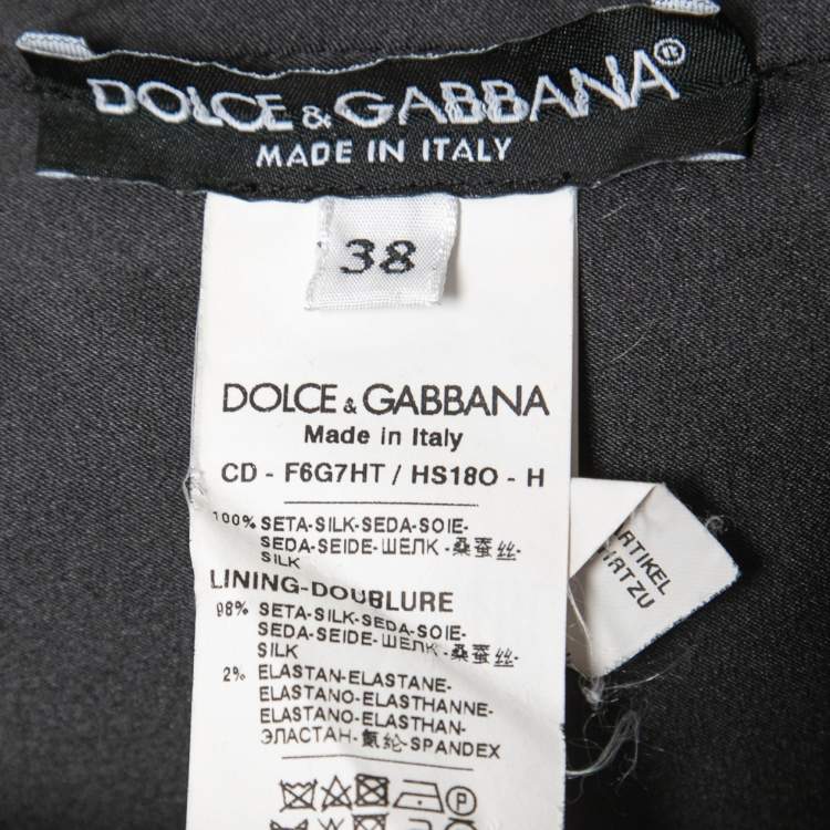 Pre Owned Dolce & Gabbana Black Floral Silk Mikado Midi Dress S