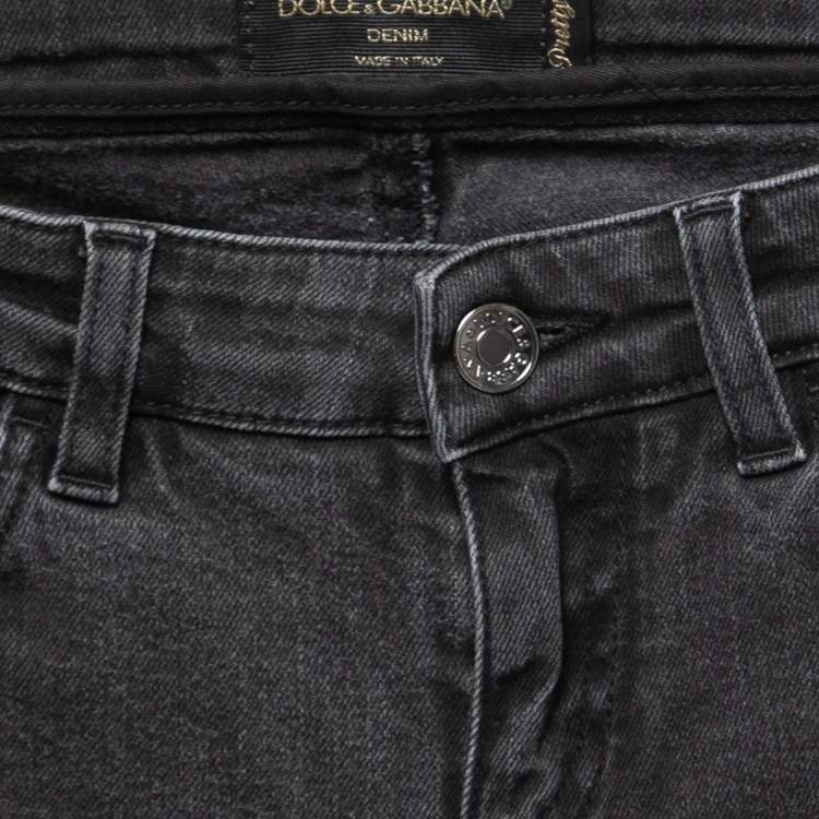 Pre Owned Dolce & Gabbana Dark Grey Denim Sacred Heart Detail Pretty Fit Jeans XS Waist 27"