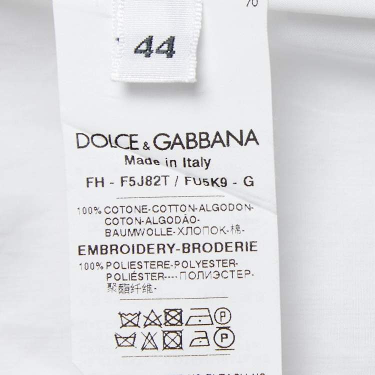 Pre Owned Dolce & Gabbana White Cotton Patch Button Down Shirt M