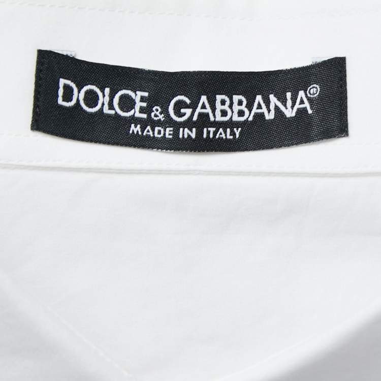 Pre Owned Dolce & Gabbana White Cotton Patch Button Down Shirt M