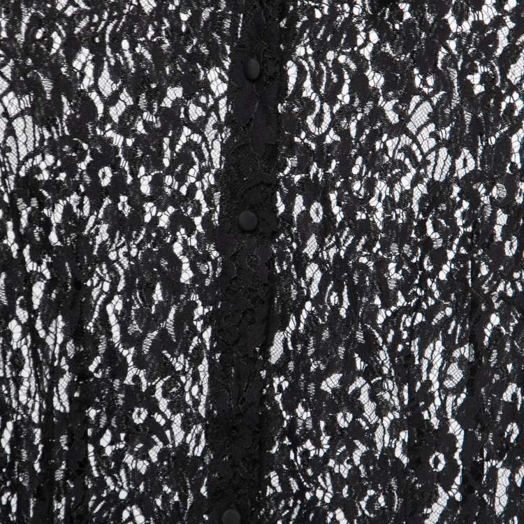 مملوكة مسبقًا Dolce & Gabbana Black Floral Lace Shirt L
