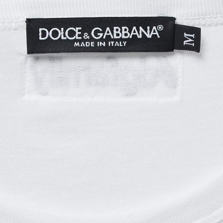 Pre Owned Dolce & Gabbana White Cotton Boycott Logo Print T-Shirt M