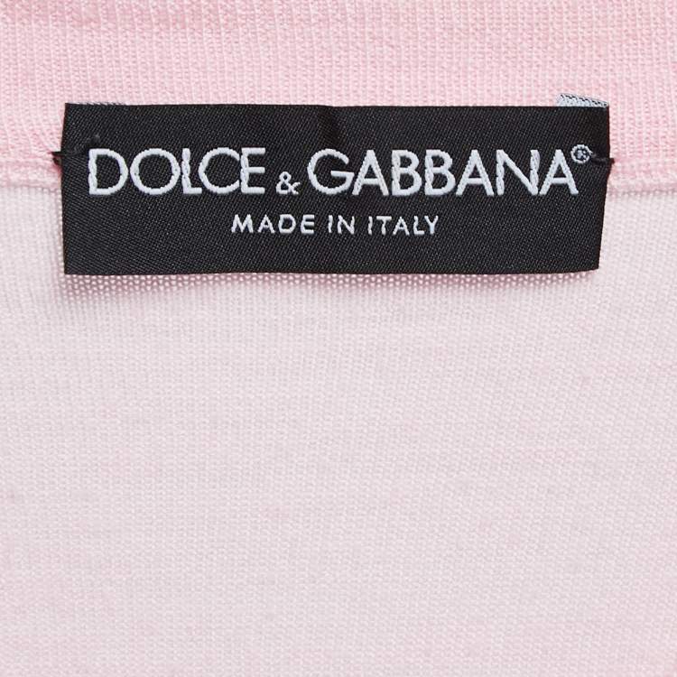 Pre Owned Dolce & Gabbana Pink Knit V-Neck Jumper L