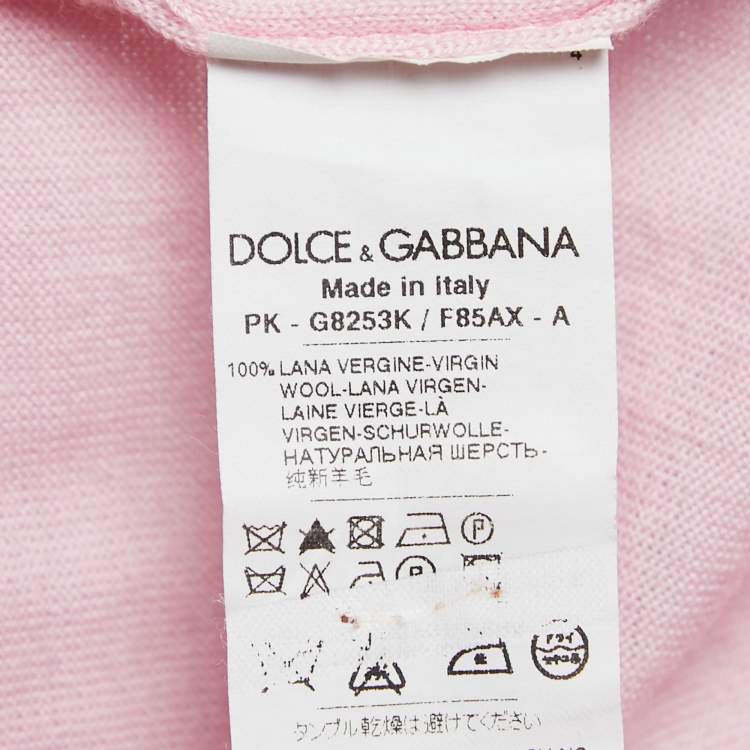 Pre Owned Dolce & Gabbana Pink Knit V-Neck Jumper L