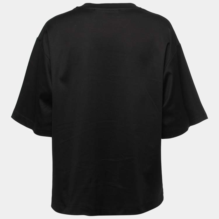 Pre Owned Dolce & Gabbana Black Cotton Embroidered Logo T-Shirt XL