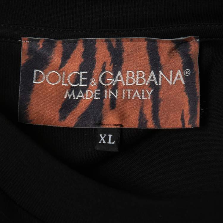 Pre Owned Dolce & Gabbana Black Cotton Embroidered Logo T-Shirt XL