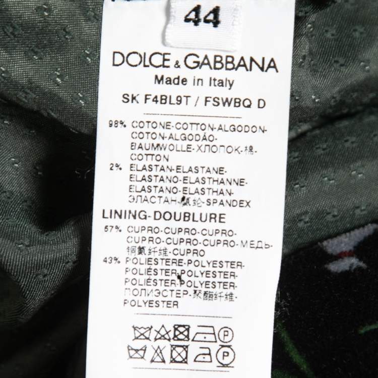 Pre Owned Dolce & Gabbanna Black Floral Printed Velvet Skirt M