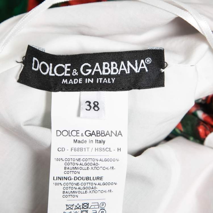 Pre Owned Dolce & Gabbana Red Floral Printed Cotton Sleeveless Mini Dress S
