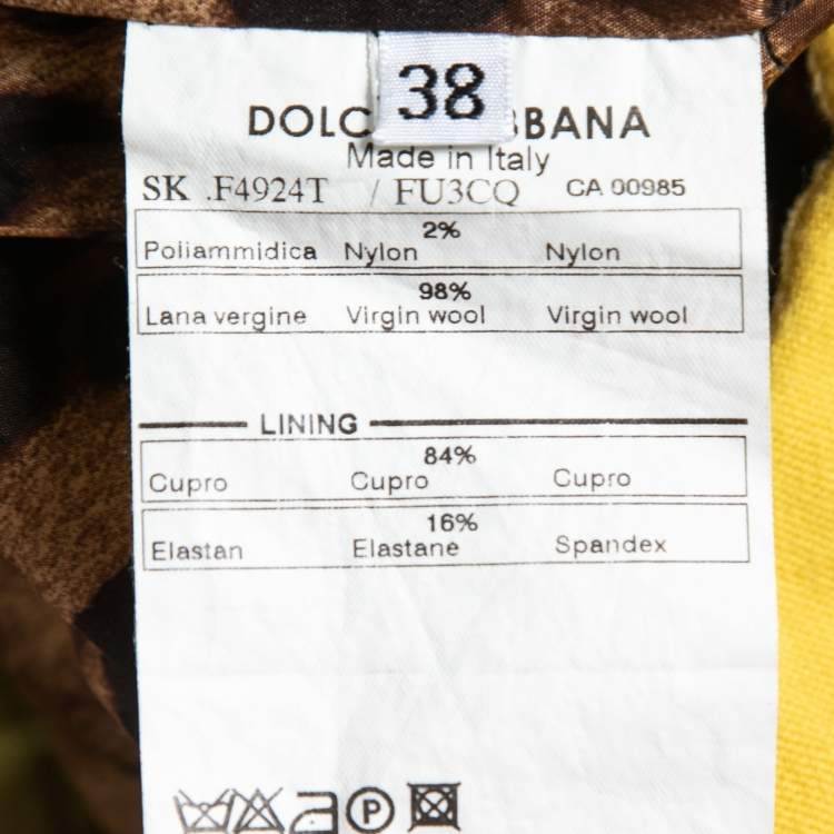 Pre Owned Dolce & Gabbana Yellow Wool Pencil Skirt S