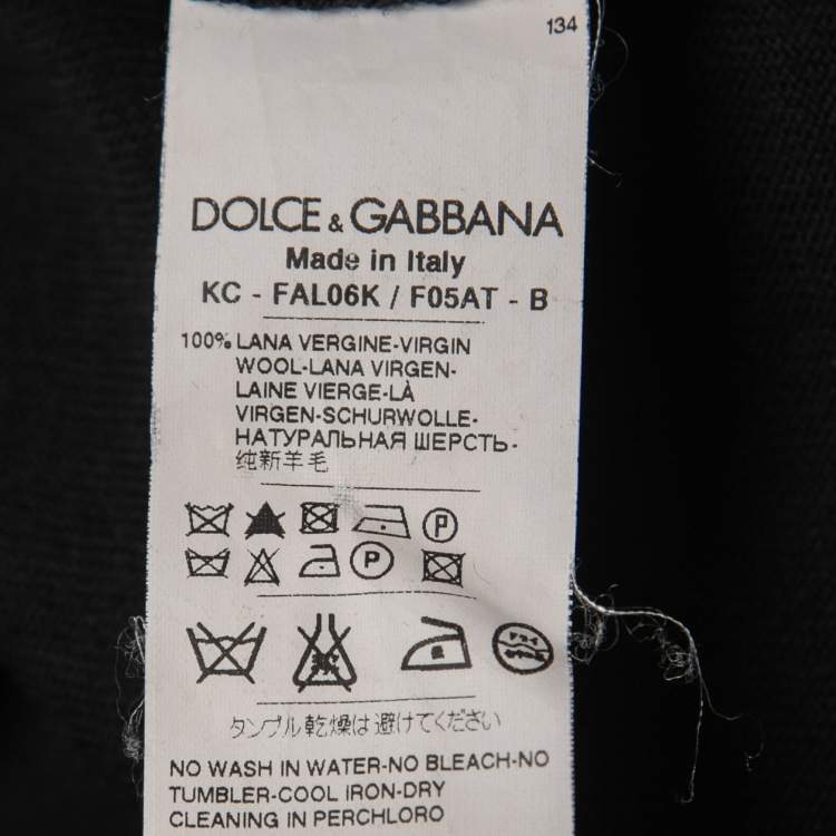 Pre Owned Dolce & Gabbana Black Wool Tie Front Cardigan L