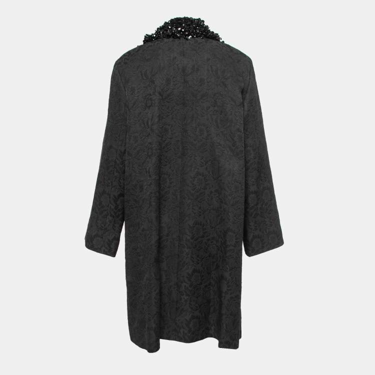 Pre Owned Dolce & Gabbana Black Floral Jacquard Embellished Coat M