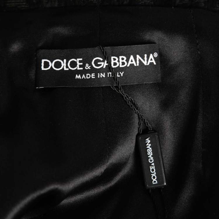 Pre Owned Dolce & Gabbana Black Floral Jacquard Embellished Coat M