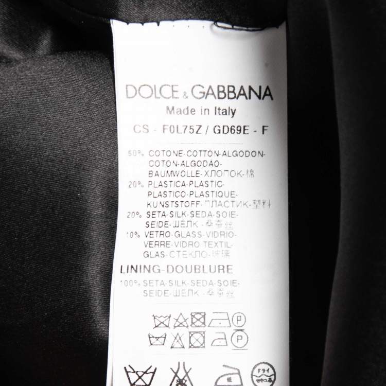 Pre Owned Dolce & Gabbana Black Floral Jacquard Embellished Coat M