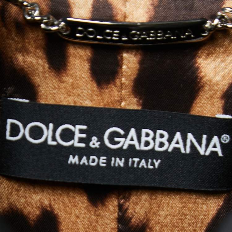 Pre Owned Dolce & Gabbana Black Synthetic Double-Breasted Belted Coat L