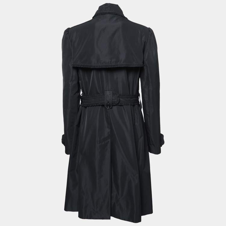 Pre Owned Dolce & Gabbana Black Synthetic Double-Breasted Belted Coat L