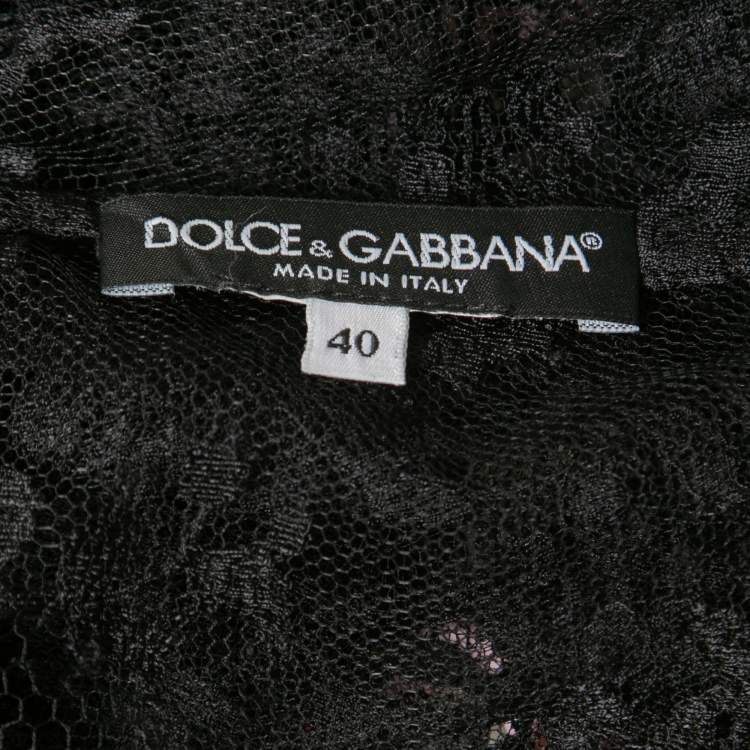 مملوكة مسبقًا Dolce & Gabbana Black Floral Lace Sheer Top S