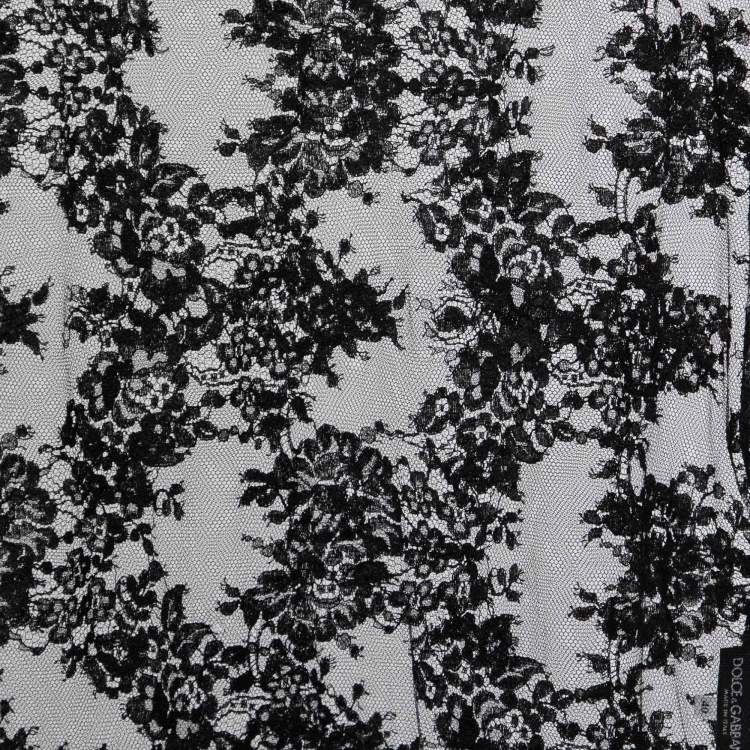 مملوكة مسبقًا Dolce & Gabbana Black Floral Lace Sheer Top S