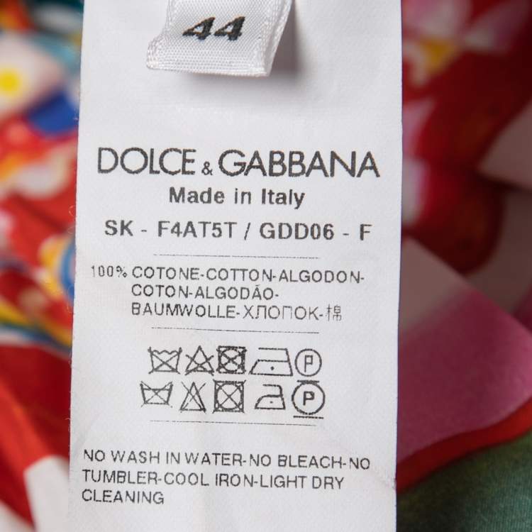 مملوكة مسبقًا Dolce & Gabbana Multicolor Mambo Print Cotton Pleated Skirt M