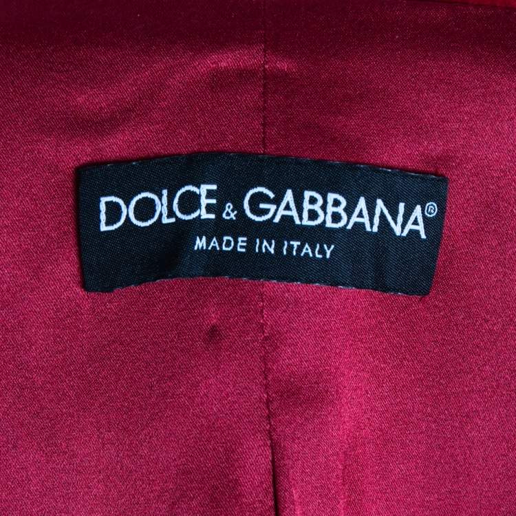 Pre Owned Dolce & Gabbana Red Velvet Double-Breasted Suit M