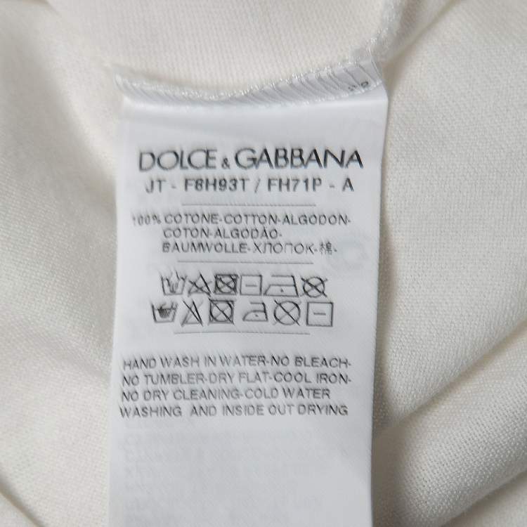 Pre Owned Dolce & Gabbana White L'amore e Bellezza Print Cotton Sleeveless T-Shirt L