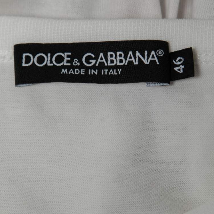 Pre Owned Dolce & Gabbana White L'amore e Bellezza Print Cotton Sleeveless T-Shirt L