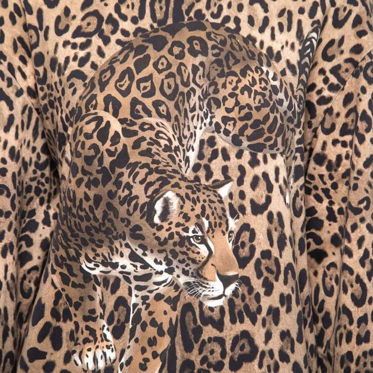 Pre Owned Dolce & Gabbana Brown Leopard Print Cotton Sweatshirt S