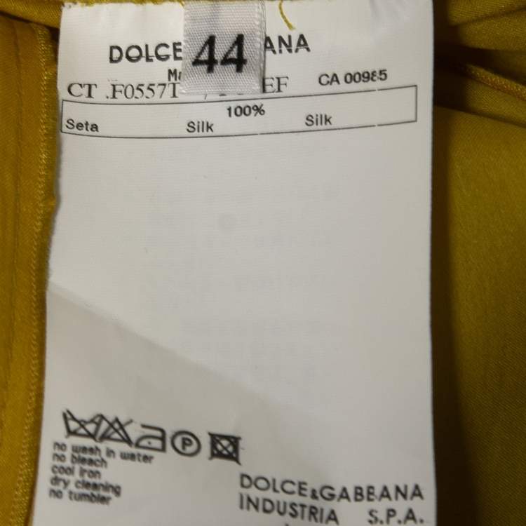 Pre Owned Dolce & Gabbana Yellow Silk Belted Trench Coat M