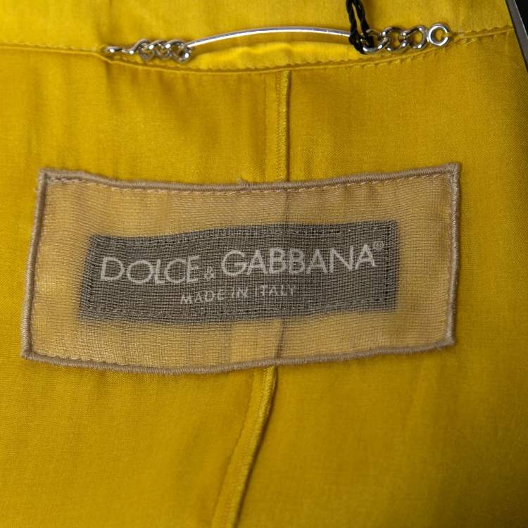 Pre Owned Dolce & Gabbana Yellow Silk Belted Trench Coat M