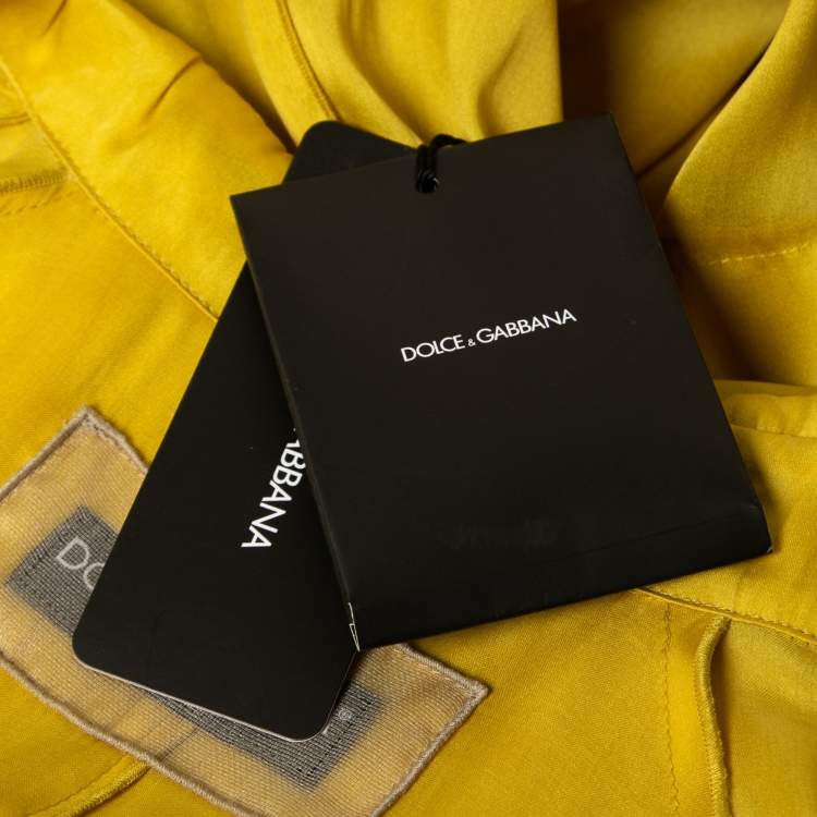 Pre Owned Dolce & Gabbana Yellow Silk Belted Trench Coat M