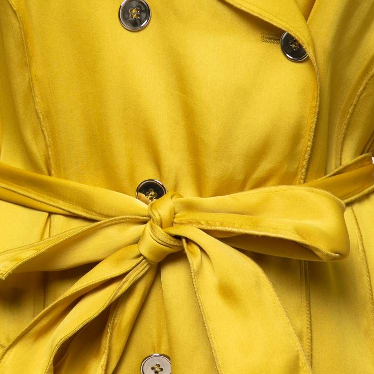 Pre Owned Dolce & Gabbana Yellow Silk Belted Trench Coat M