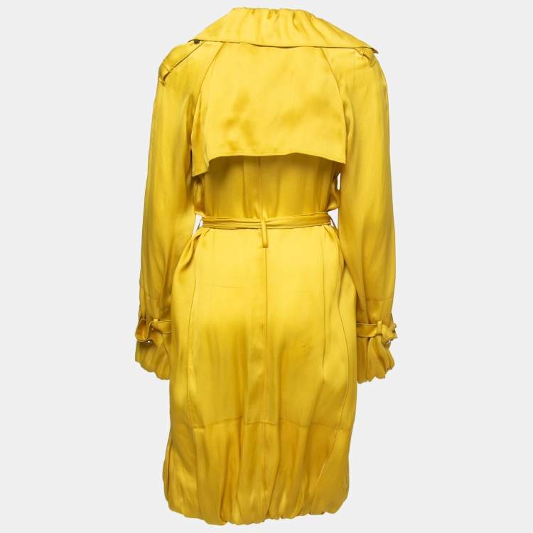 Pre Owned Dolce & Gabbana Yellow Silk Belted Trench Coat M