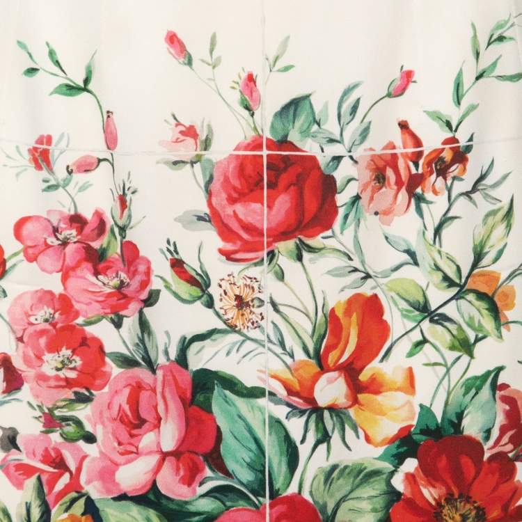 Pre Owned Dolce & Gabbana Multicolor Floral Vase Print Silk Midi Skirt S
